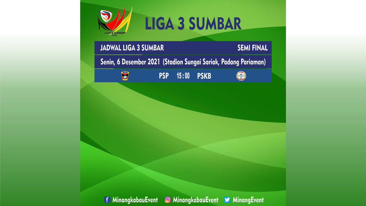 MinangEvent's tweet photo. Jadwal Semi Final Ke-2, Liga 3 Sumbar 2021.
PSP Padang vs PSKB Bukittinggi

#liga3 #liga3indonesia #liga3sumbar #jadwalliga3sumbar #hasilliga3sumbar #semifinalliga3sumbar #jankarehbana #psp #psppadang #batanganaifc #pskb #gasliko https://t.co/bAKoWZNnXV