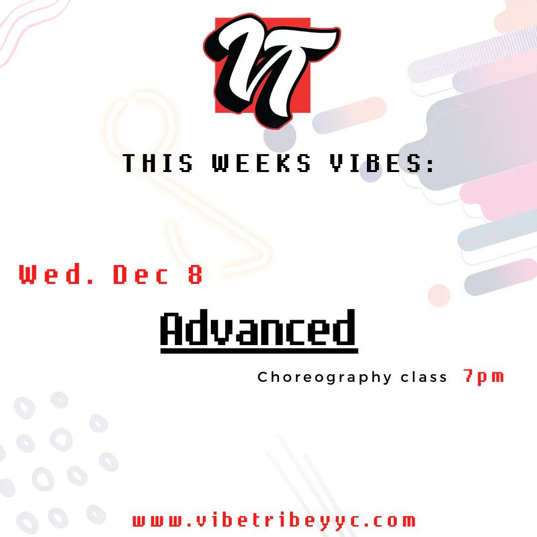 VibeTribeYYC's tweet image. This Weeks Vibes:
Dec 8th - 7pm - Advanced Choreography Class (open to all ages)
To sign up for classes check out vibetribeyyc.com
#dance #dancer #yyc #calgary #calgarydance #choreography #canada #hiphop #hiphopdance #danceyyc #choreographer #calgaryhiphop #vibetribeyyc
