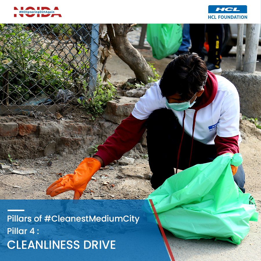My_Clean_City's tweet photo. #HCLFoundation has powered Noida’s journey to becoming #CleanestMediumCity with key interventions. Along with Technological Innovations, System Strengthening, and Behaviour Change, Cleanliness Drives are an important dimension of the #CleanNOIDA program. https://t.co/uDB4Y3UvFB