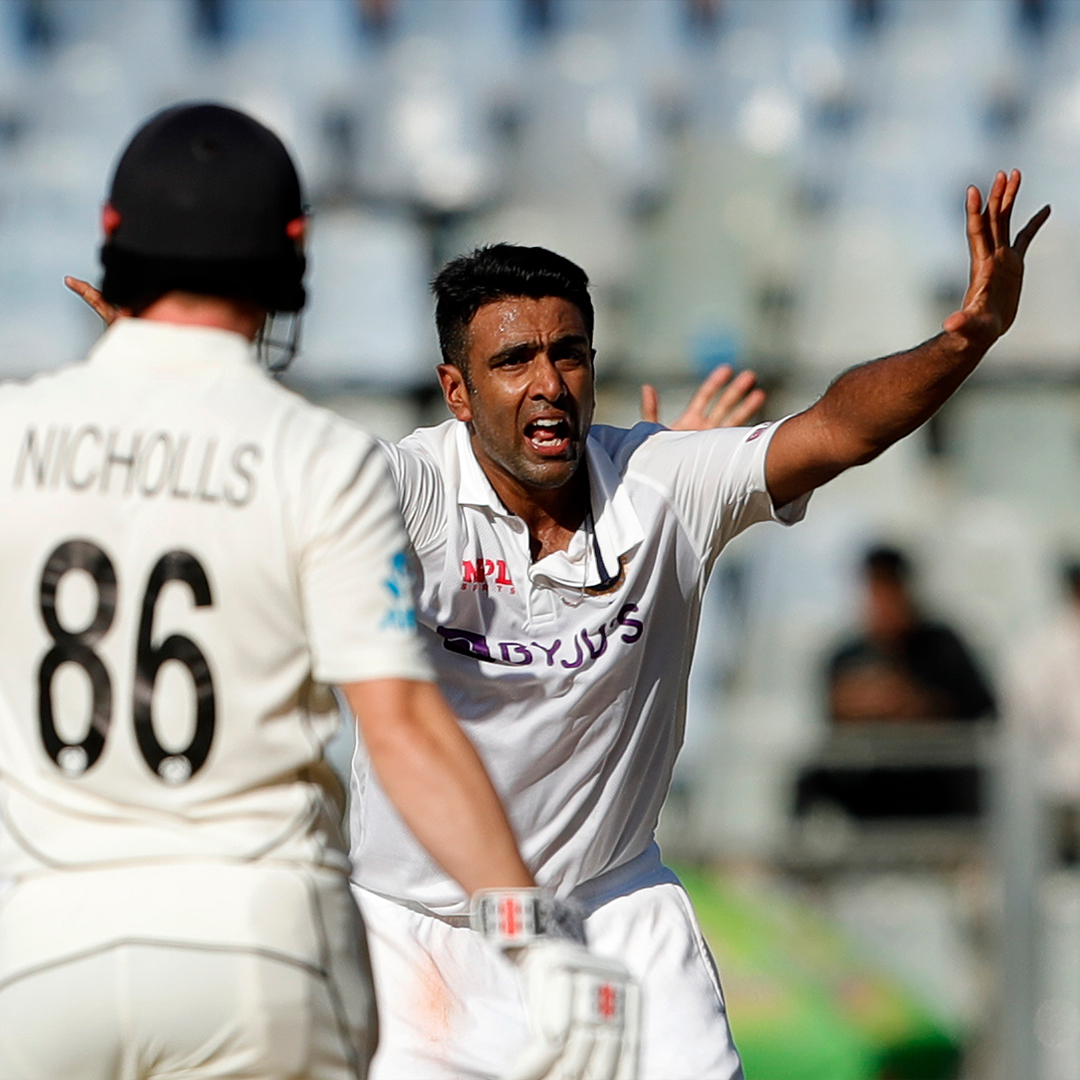 ICC's tweet photo. First bowler to go past 50 Test wickets in 2021 🌟

R Ashwin 🙌

#WTC23 | #INDvNZ https://t.co/WLAYRtaIMo