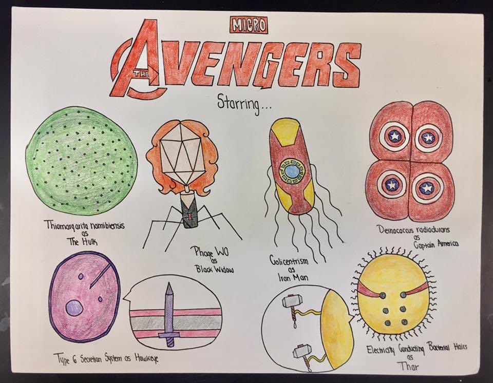 markowenmartin's tweet photo. From five years ago: I enjoy these #CreativeExtraCredit projects from my #Bio350 #Micronauts. The students always amaze me. #StudentCreativity #MicrobialArt @ASMicrobiology @univpugetsound https://t.co/1PlfumdViN