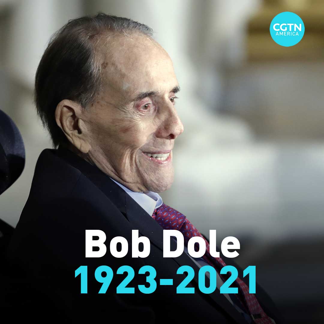 cgtnamerica's tweet photo. Former longtime Republican Senator Bob Dole of Kansas died in his sleep on Sunday. He was 98 years old. His family said that he had served the U.S. "faithfully for 79 years." #bobdole #SenatorDole https://t.co/c40Eu6iy0r