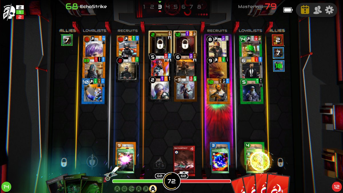 boardgamecrock1's tweet photo. #TOP100 #boardgames
84 - Master of Wills @masterofwills 
Head-to-head deck construction game. But this isn't just play &amp; attack/defend. It's a tug-of-war game of timing, bluffing, &amp; smart deck combos. Upon 1st play, I immediately fell in love. Such an excellent design. https://t.co/a38Z4g3Rkk