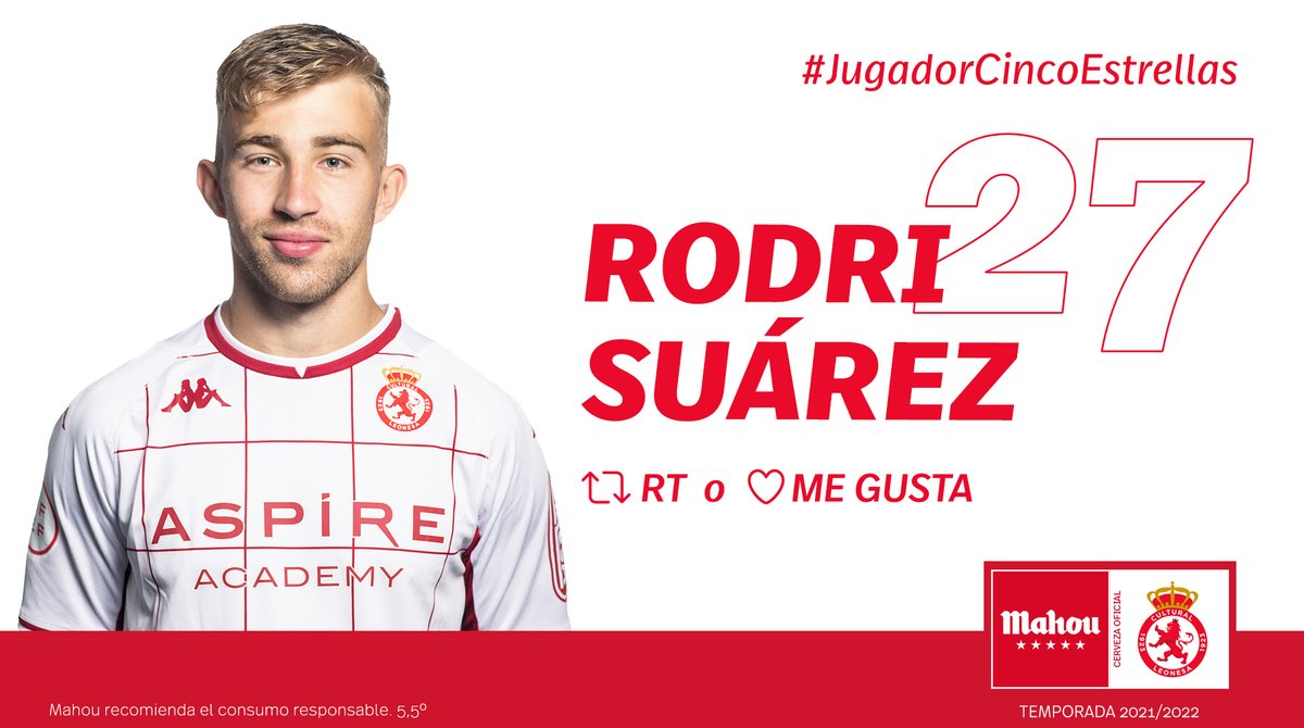futbolmahou's tweet photo. RT o Me Gusta si crees que Rodri Suárez ha sido el #JugadorCincoEstrellas del mes de noviembre del @CyDLeonesa (6/6) https://t.co/tRFnEPnybc