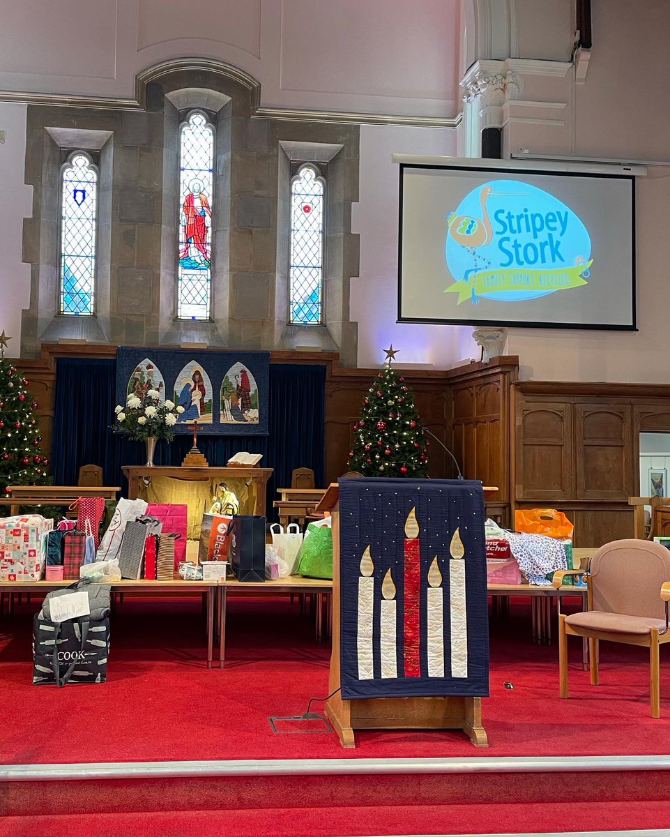 StripeyStork's tweet photo. Thank you #Reigate Methodist Church for the generous donations at your #GiftService today - kindness in action.
Donations for #SantaStork2021 and for the families at @RBWA_ Weโre very grateful. https://t.co/j0AuvLs0rt
