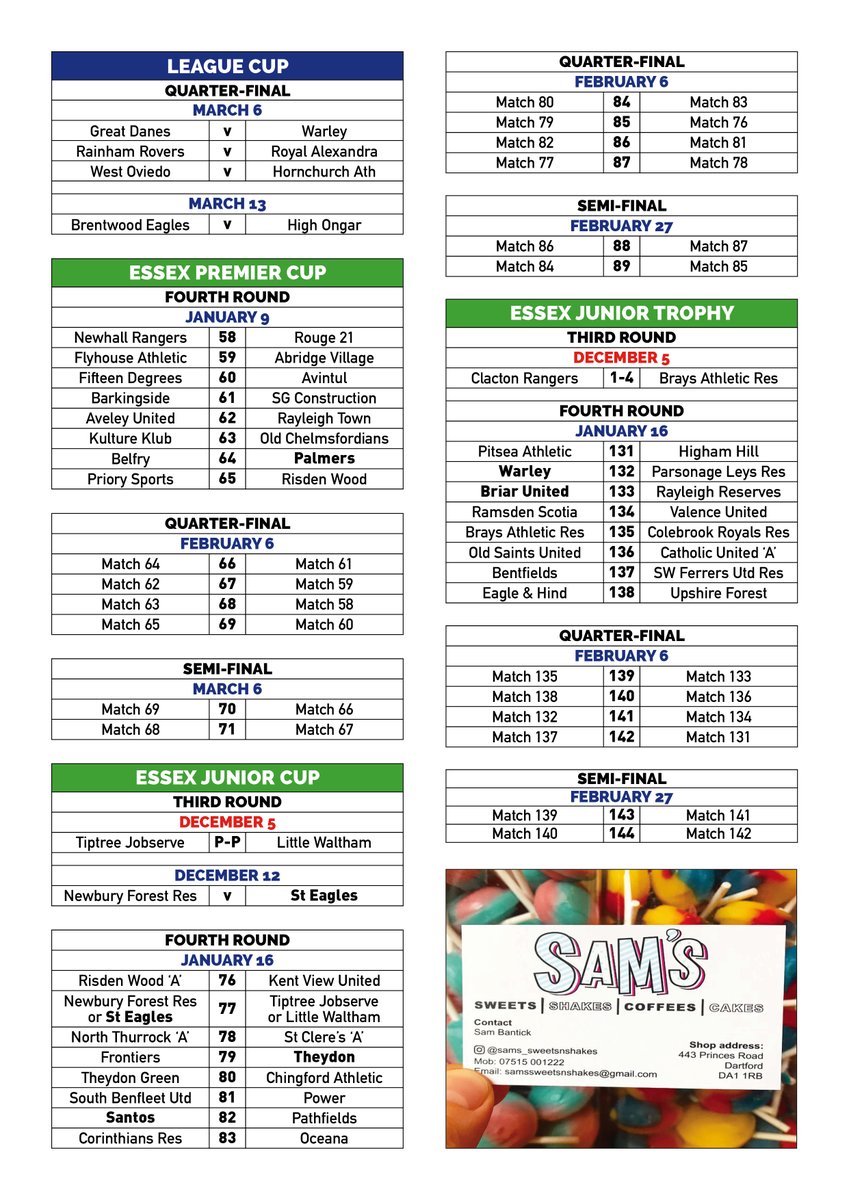 #EssexSundayfootball #BSL #grassroots 

My duvet won this morning ergo no live pics.

Drop me a line if there are any glaring errors.

Follows, likes and retweets are always good.