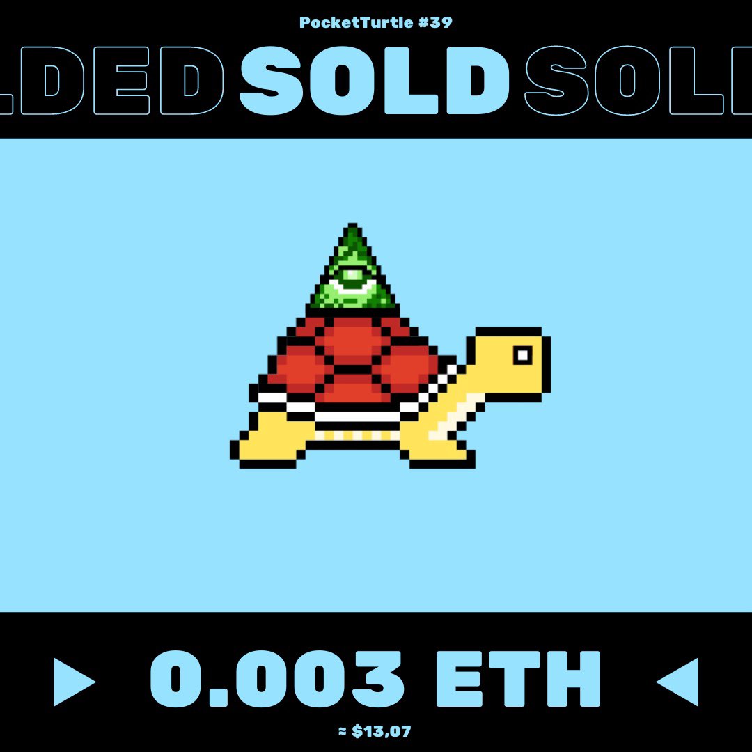 PocketTurtleNFT's tweet photo. 🔥The PocketTurtle #39 was sold for 0.003 ETH!

See on OpenSea: https://t.co/fuqWgt0GQ4
•
#nft #nfts #nftcommunity #nftlaunch #nftgiveaway #freenft https://t.co/s4XLM7EFCc