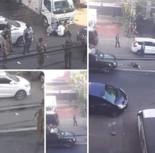 naychithant112's tweet photo. Today,peaceful protesters were killed by a car drive by the military council ,much to the chagrin of the people. The Military council reportedly holding a meeting to disprove the car crash.,claiming it was an accident. The world knows Min Aung Haling 's atrocities. https://t.co/15QB5uyk5l