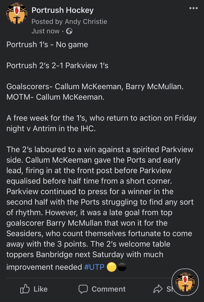 PortrushHC's tweet image. +3 🤌🏑