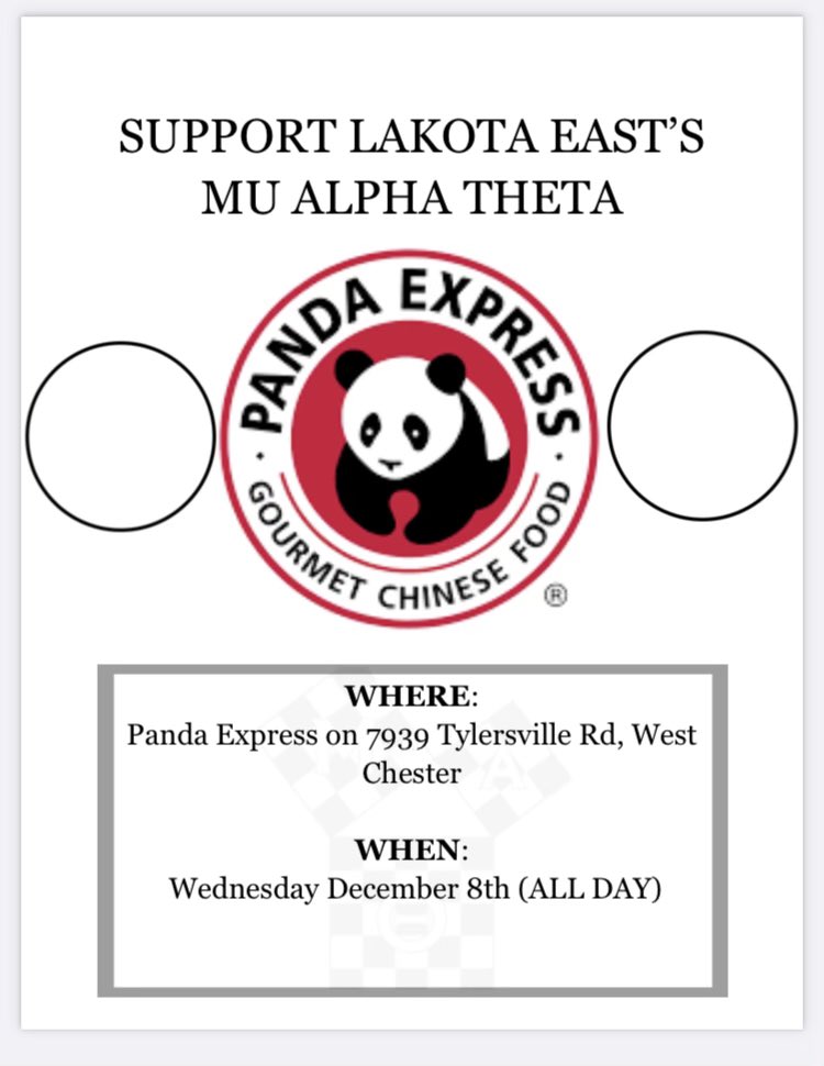 Mark your calendars! Please support our club by going to Panda Express this Wednesday!!