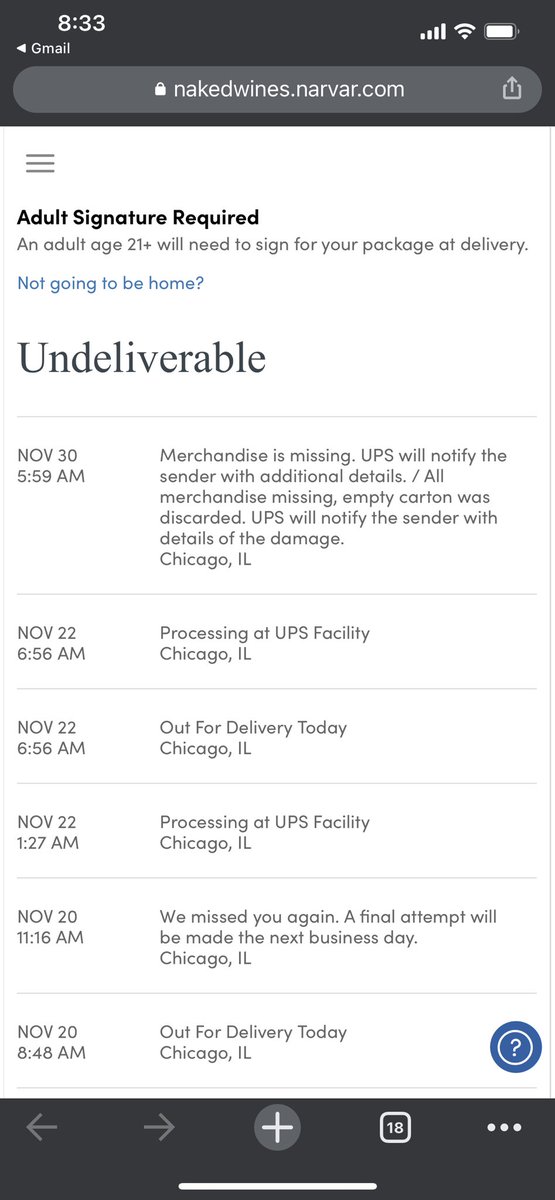 kmnall's tweet photo. Hope y’all enjoyed my wine @UPS 😡 https://t.co/6PppZGqPRi