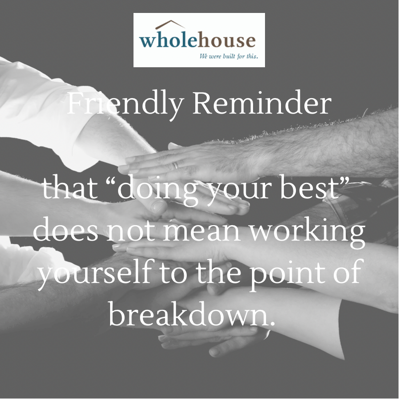 WholeHouseCC's tweet photo. I like to believe that people are doing the best they can with what they have. How does that apply to self perspective? How do we accept that our best doesn’t always have to be better but rather; something we embrace.  #WHSelfcareSunday #WHSelfcareSunday https://t.co/0GW2auDS6e