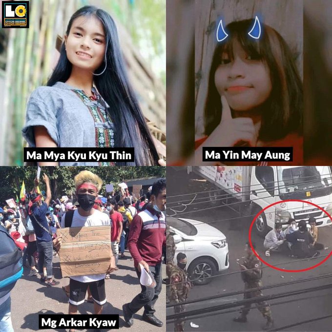 Tamar_lw's tweet photo. Ma Mya Kyu Kyu Thin and Ma Yin May Aung, who were abducted while taking care of their friend, did not run away when Maung Akar Kyaw was attacked by a military vehicle this morning in Yangon's Kyimyindine Tsp.

#Dec5Coup #WhatsHappeningInMyanmar https://t.co/MdnXOHtlSq