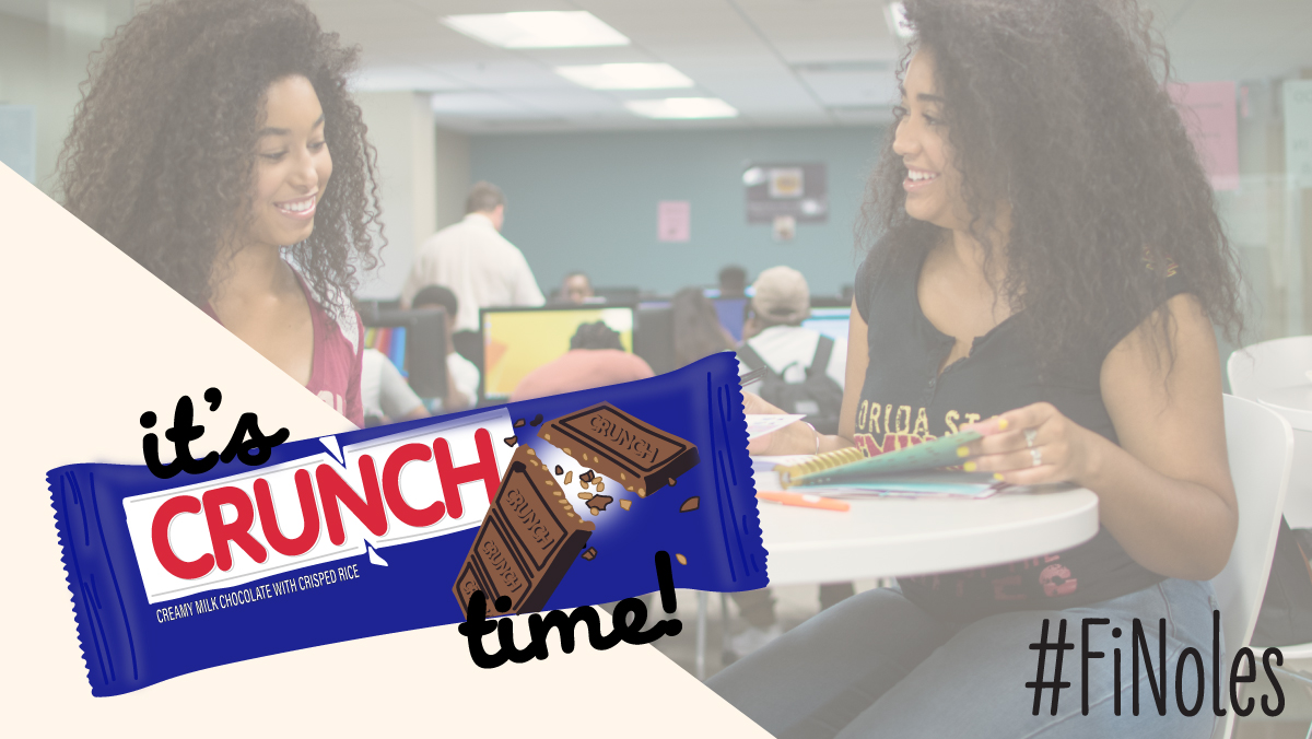 FSUDSA's tweet photo. Happy Finals Week, ‘Noles! It’s officially “Crunch” time—study hard, take care of yourself, and finish this last week of the semester with your best!

Visit https://t.co/dVEu8VVHJq to find a study location for #FiNoles! https://t.co/Bmk64YSk4K