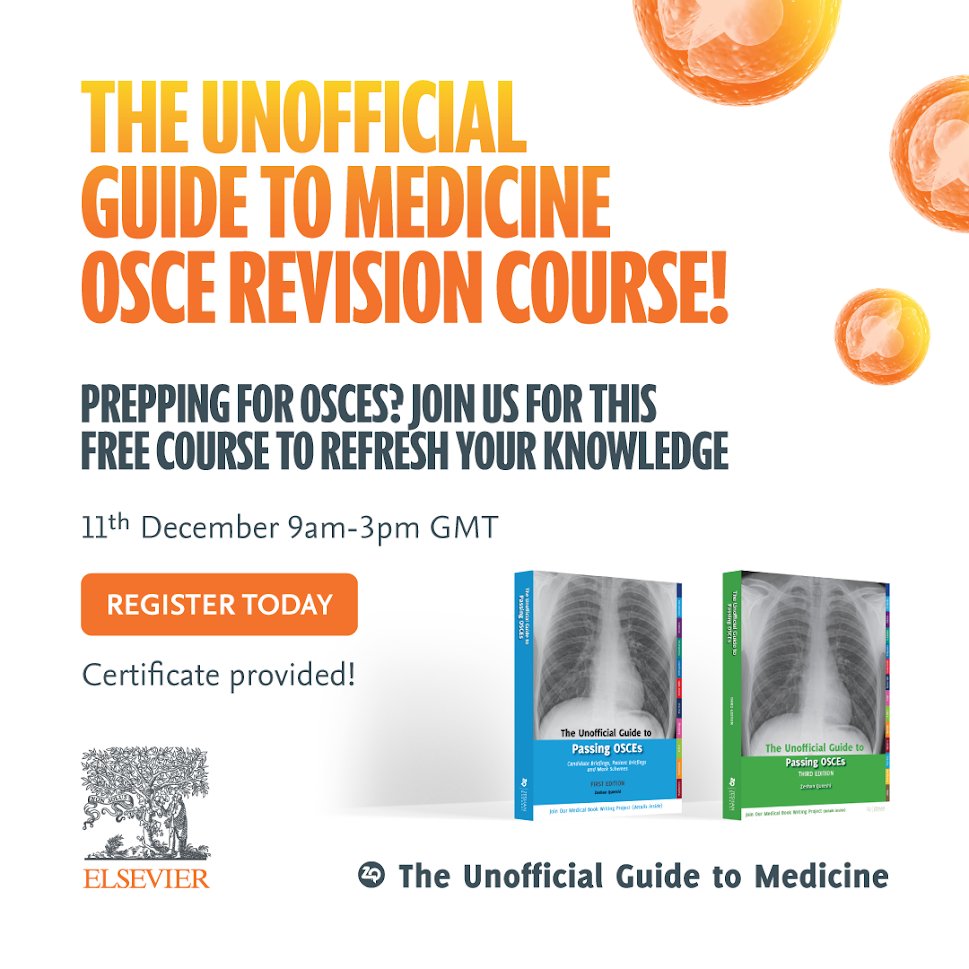 🎉  We want to end the year with UGTM OSCE revision course with Elsevier!
📚  Join us on 11th December <a href="/9am/">9AM NEWS</a>-3pm GMT!
Certificates will be provided after. Keep an eye out tomorrow for discount code for some of our most popular titles!
***Registration link: ow.ly/fQxz50H3IZH