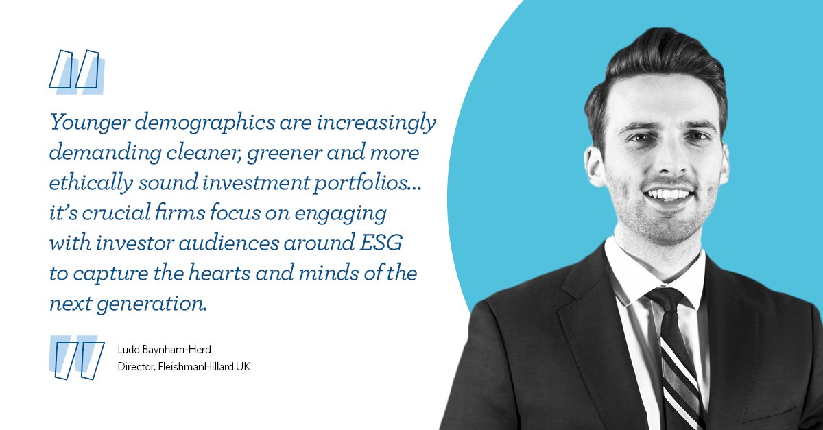 fleishmanUK's tweet photo. Download 'The Future of ESG and Sustainable Investing', https://t.co/x486u63zaS

COVID-19 intensified focus on societal responsibility and how companies &amp; business leaders behave. #FinancialServices firms must engage a new generation of investors. #FHfutureofwealth https://t.co/PD3U1Tfyul