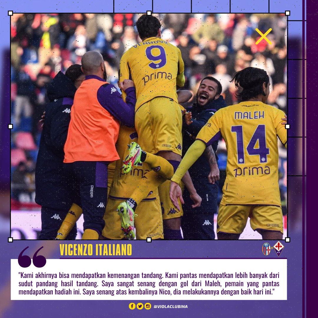 ViolaClubINA's tweet photo. Italiano: "Tim ini memiliki nilai dan mereka perlu dikembangkan, harga diri untuk berjuang untuk Eropa."
•••
#bolognaFIORENTINA #SerieA #AcfFiorentina
#Fiorentina #ForzaViola https://t.co/SvlPGlbW0A