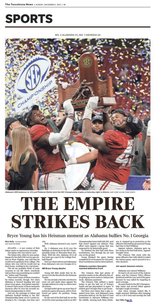 The sports front of today’s <a href="/tuscaloosanews/">The Tuscaloosa News</a>