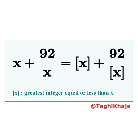 TaghiBehradfar's tweet photo. #equation #matematics #algebra #precalculus #calculus #mathteachers #donate #follow #support #mathsolvers #mathhelpers #highschool #learners #thinking #mathfriends #challenging #integerfunction https://t.co/9ohH9QBXgF