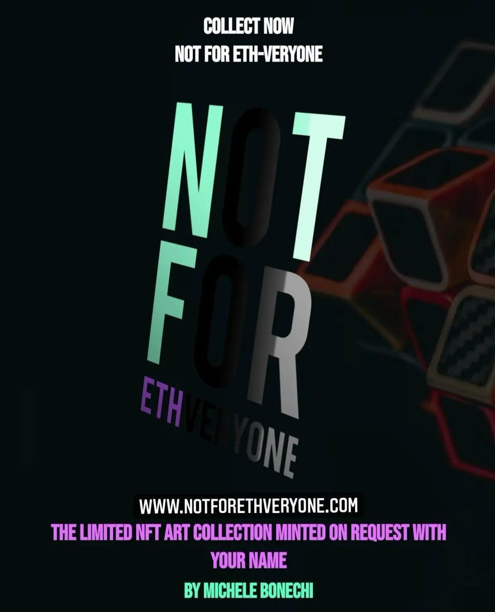 MicheleBonechi's tweet photo. NOT FOR ETH-VERYONE is a limited Nft art collection 🟦🟪
We mint the artwork on request with the name of the collector and issue number. 
Available in SOL, Eth and BNB. 
To support the launch or the project request a custom mint on the site. 🙌
https://t.co/4NWK78EJYO
#NFeTh https://t.co/cnBs8dXkVF