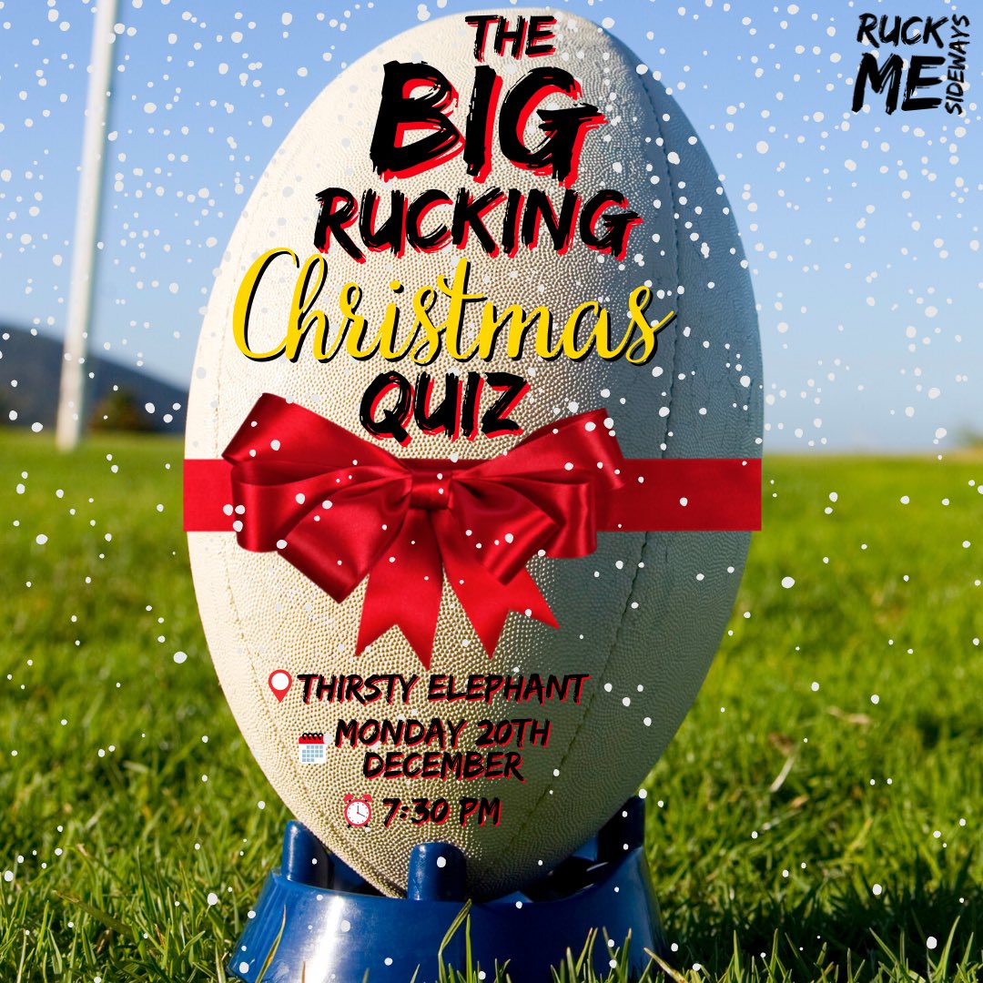 Huge news 🤭

We’re hosting The Big Rucking Christmas Quiz live @TTECoffeeCo on Monday 20th December at 7:30 pm!

There’ll be big prizes up for grabs and it’s sure to be a splendid evening of festive fun 🎅🏼 

More details to follow very soon!