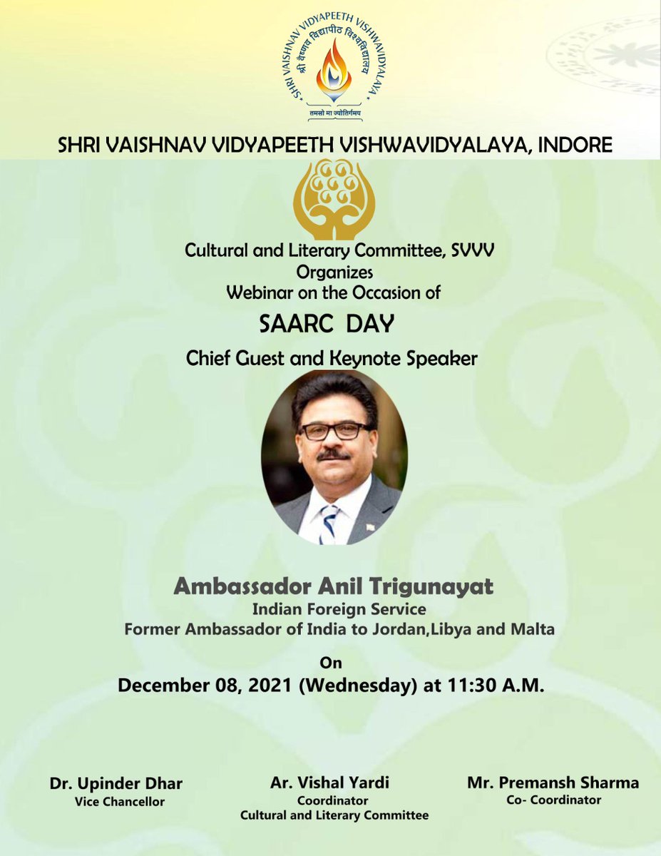 aniltrigunayat's tweet photo. Looking forward to ...speak about not so remembered #SAARC https://t.co/giwAURES9w