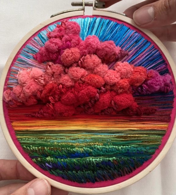 Vera Shimunia, Russian embroidery artist known for her depictions of landscapes and skies #WomensArt