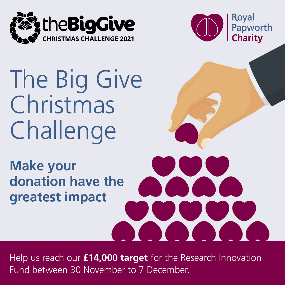 The clock is ticking ⏲️

We have until 12pm 7 December to receive our match funding and raise £14,000 in the #ChristmasChallenge for the Research Innovation Fund.

For every £1 you donate, Royal Papworth Charity will receive £2

Donate via the Big Give:  
donate.thebiggive.org.uk/donate/a056900…