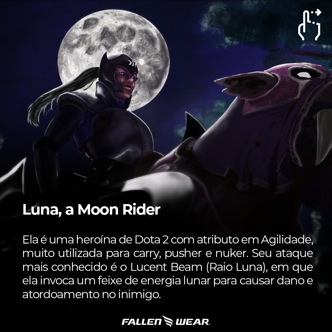 fallenwear's tweet photo. #Fallen #FallenCup #Dota2Brasil #Dota2Community #Dota2 #Dota2BR #VALVe #Dota2MoonCollection #FallenWear #HeróisdeDota #LunaDota2 #Dota2Luna https://t.co/WnVUfvJyaI