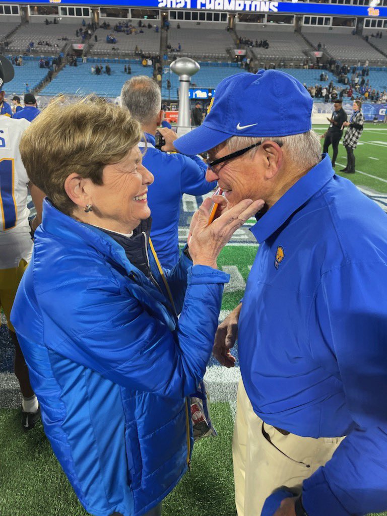 My favorite moment from last night’s ACC Championship game. She has been in the stands for hundreds of games over the years. Last night she got to go on the field to be by his side and celebrate a championship. I love you both. H2P!!!