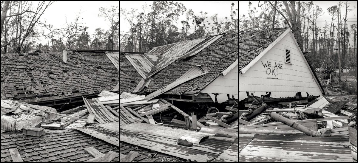 kenbielicki's tweet photo. We weren't really OK in this 2005 James Balog Hurricane Katrina photo, and we're not OK now (actually we're  in a more extreme #ClimateEmergency)
#ClimateActionNow

@OrbPlanet @WeDontHaveTime @climatemessages @climate_mission @Below2C_  @ECOWARRIORSS @ClimateVoiceOrg https://t.co/e3FkJuOTYA