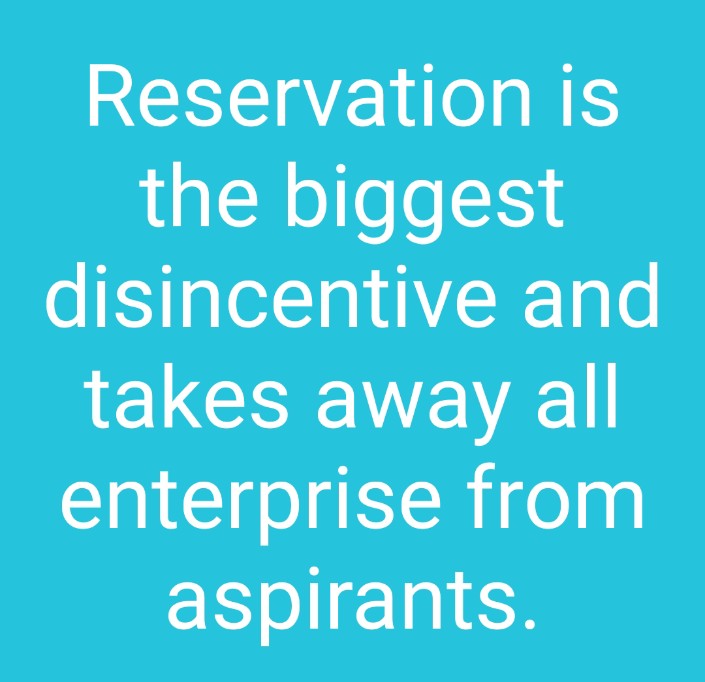 ShrirangAdv's tweet photo. Success in academics, efficiency in employment, excellence in career; result of hard work and tireless efforts. The nation needs these qualities. Reservation takes away the incentive to work hard, to excel in academics because a seat or job is assured. #Reservation_kills_merit https://t.co/TlMP30ZNw0