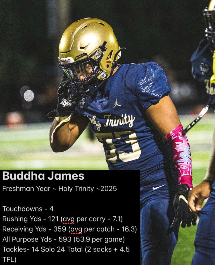 Stats from my first HS season of football 💪🏽 #TimeToGrind #OffSeason #Freshman @HolyTrinityFTBL @CoachHooksHT @CoachCamHT @CoachCharlieW1 @bighitslive