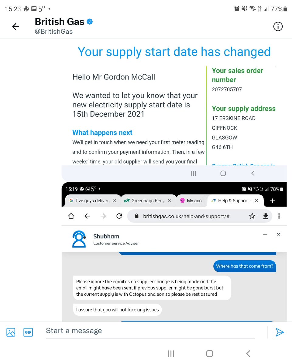 McCallGordon's tweet photo. @BritishGas Your company is trying to steal my supply with a request I never made. I have tried without success to stop this by contacting you, and thankfully @OctopusEnergy  are fantastic and are blocking your requests. To anyone reading this I'd warn you to avoid British Gas! https://t.co/K3DeuiCbk1