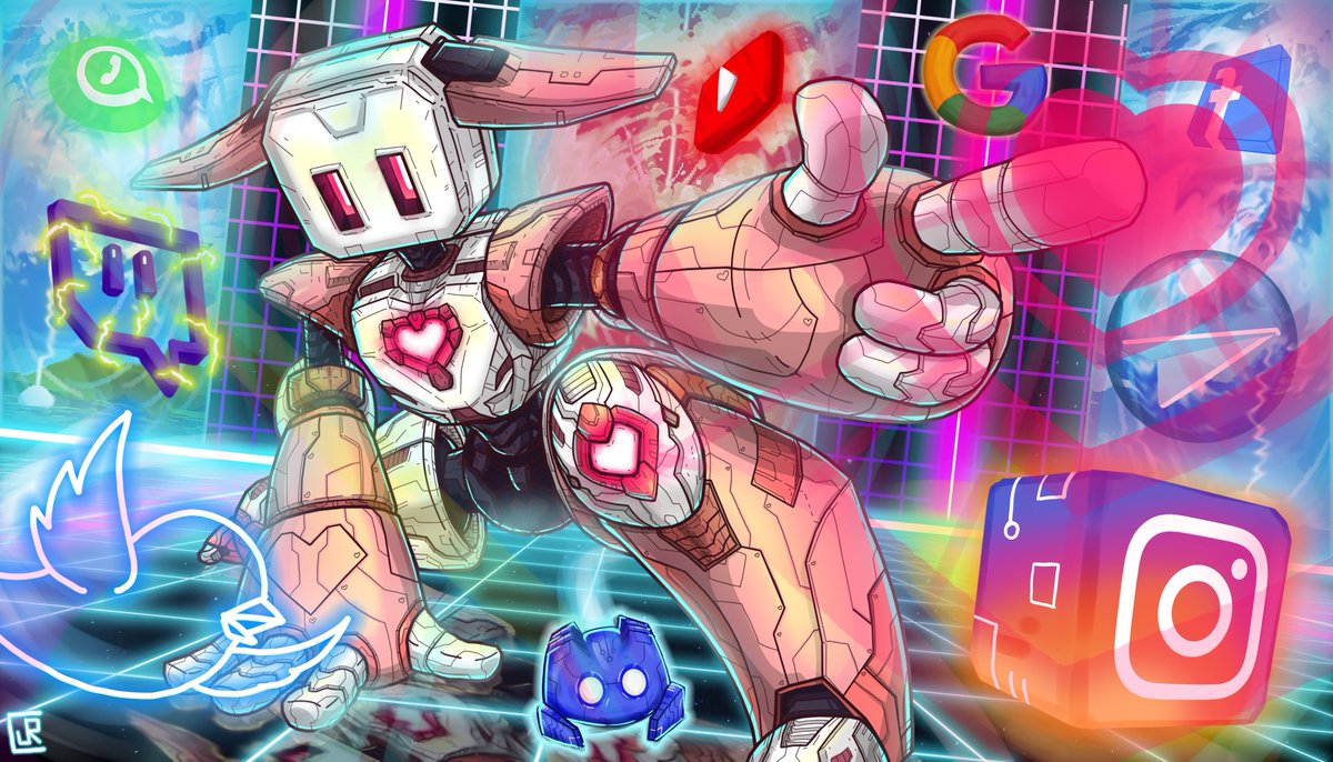 ChrisChanJan's tweet photo. Partaking in a contest featuring Solovebot / Heartbot the social media expert. In this work, I create a metaverse situation in which she is tasked with guarding the Solarbot factions' land gates. 
@SolarbotsIO 
@xNineTwelve 
#heartbotcontest https://t.co/Q2qFXulc2R