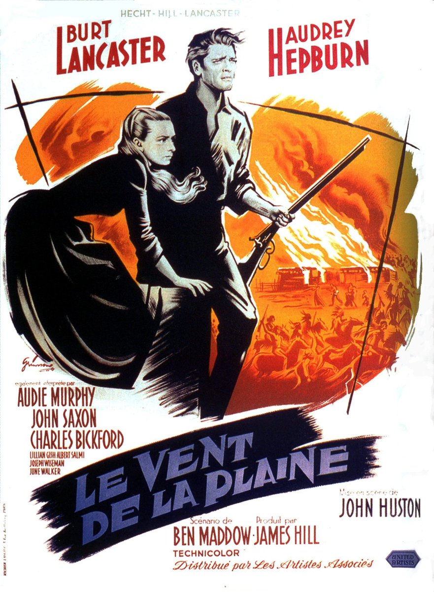ClickAndPopShop's tweet photo. A 20h55 sur la chaîne @ARTEfr, retrouvez Audrey Hepburn et Burt Lancaster dans le "Vent de la plaine", un Western réalisé par John Huston. https://t.co/UYh2WlaEwQ