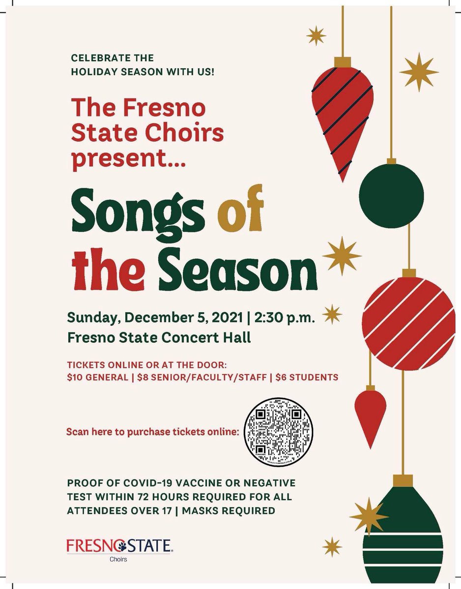 Join us TODAY at 2:30p, as we “sing” in the holiday season! <a href="/FresnoStateCAH/">College of Arts and Humanities</a> <a href="/Fresno_State/">Fresno State</a>