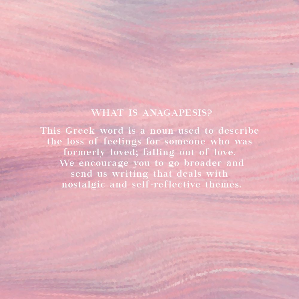 theeclipsezine's tweet photo. Submissions for i03 anagapesis are now open!

Submit using the link in our bio or by visiting the submissions page on our website. Please ensure that you are familar with our submission guidelines before submitting pieces. We look forward to reading your work!

#submissioncalls https://t.co/jgCJ7GV85A