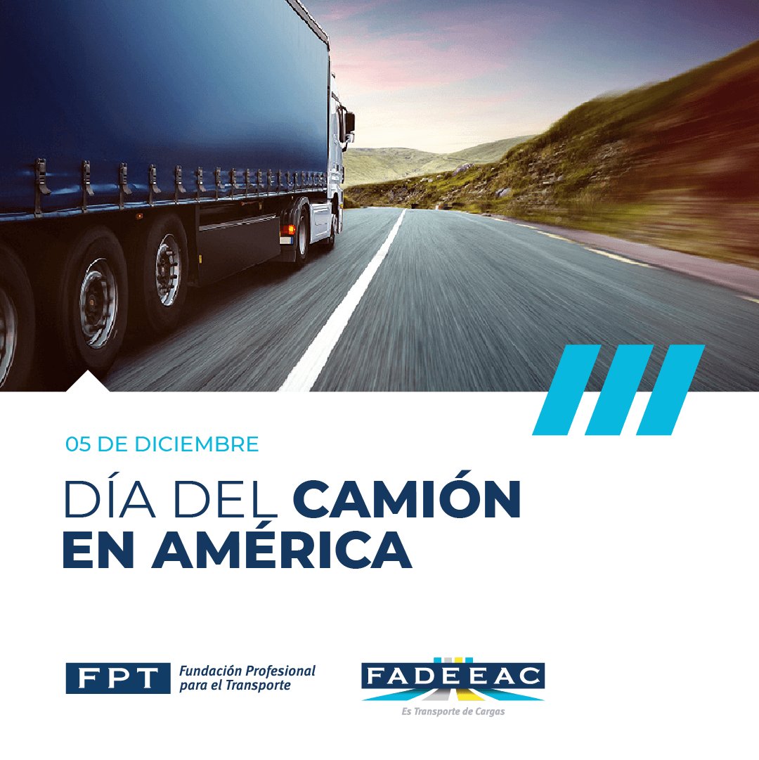 El 5 de diciembre se celebra el Día del Camión en América, fecha establecida por el Primer Congreso Americano del Transporte Automotor de Cargas.

#Fadeeac #DíadelCamiónenAmérica #transporteautomotordecargas