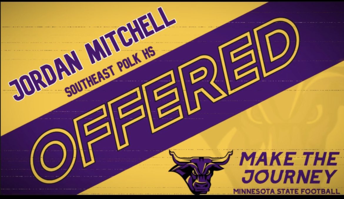 jordanm1578's tweet photo. After a great official visit this weekend I’m excited to announce I have received an offer from Minnesota State Mankato! @JimGlogowski https://t.co/K5jAcgSqWq
