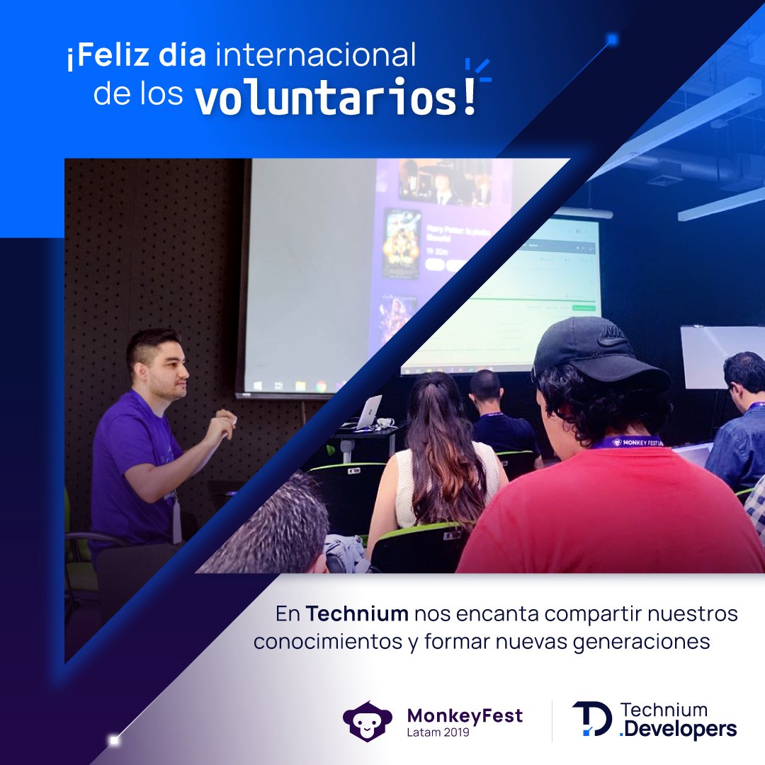 TechniumDev's tweet photo. 💫 Tenemos la convicción de que la educación es el primer paso para formar nuevas generaciones. 

👨🏻‍💻 Nuestro fundador, Daniel Quintero Henao, se unió al MonkeyFestLatam para compartir sus conocimientos de programación con los jóvenes de Colombia. 

#Throwback #voluntarios https://t.co/gnuhGwg3D8