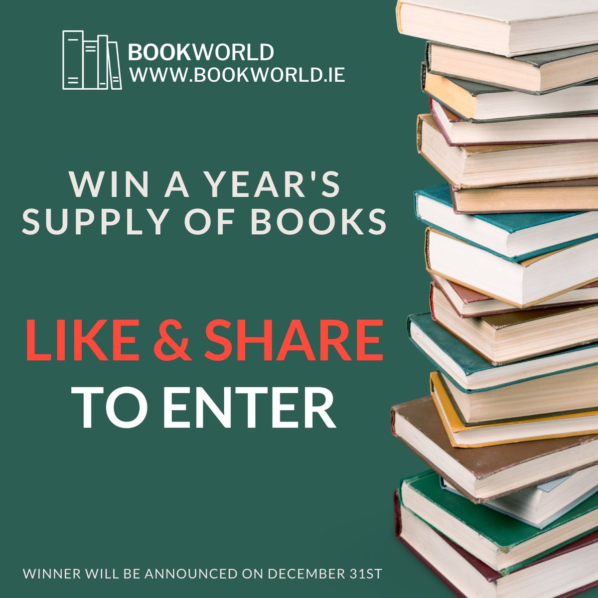 🎄🎄🎄 DECEMBER GIVEAWAY🎄🎄🎄
Calling all bookworms - like our page, tag your friends and comment below. One lucky person will win a years supply of books on December 31st from bookworld.ie 💥 Share with all your friends! 😍😍😍