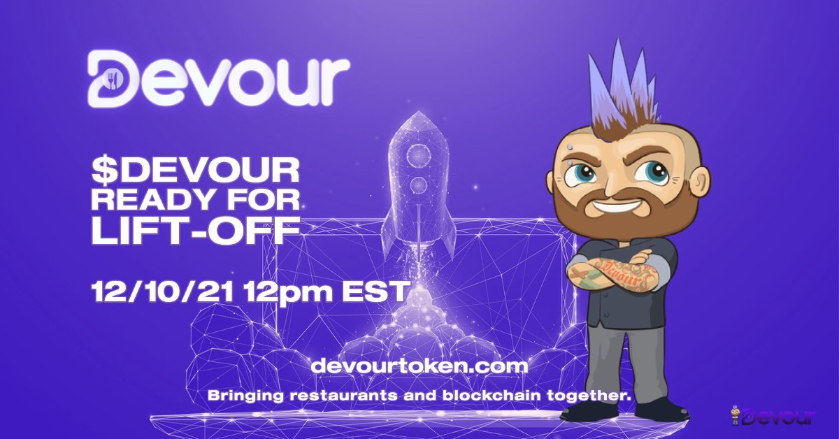 GoDevour's tweet photo. Chef is stoked for lift-off, follow the @DevourToken countdown on our Launch page. https://t.co/UpIZa4FN37

#restaurants #newcryptocurrency #newcrypto #restaurantnfts https://t.co/qAvhb07Ufb