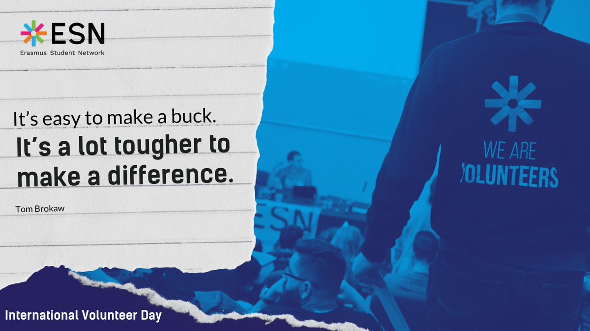 ESN_Int's tweet photo. 🙌 This #InternationalVolunteerDay, we give a shout out to our members: 15 000 young people all around Europe who take time each day to ensure the lives of international #students in their cities and countries are easier and better.
Thank you!❤️ https://t.co/HoU0akvD94