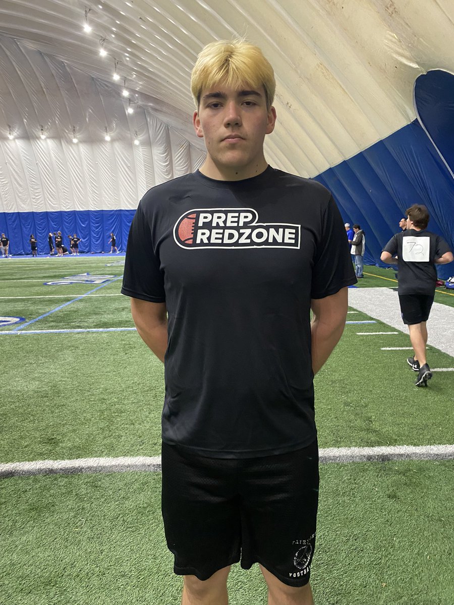 NWahlScouting's tweet photo. A lot to like about @FairmontFB OL @SawyerTordsen. Ran at a top level for his size (6’6 265) in the 40. Soft feet and runs like a deer on the turf. A scholarship level prospect in my eyes.

@PrepRedzoneMN https://t.co/5g07so26qC