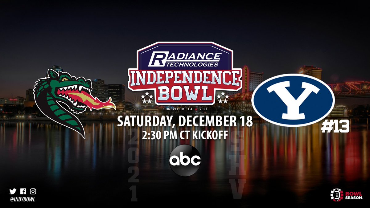 IT’s OFFICIAL ‼️🏈

No. 13 <a href="/BYUfootball/">BYU FOOTBALL</a> will match up against <a href="/UAB_FB/">UAB Football</a> on Saturday, December 18 at 2:30 PM CST on ABC!

#BeTheBowl | #BowlSeason | <a href="/BowlSeason/">Coca-Cola Bowl Season</a> 

🎫 IndependenceBowl.org/tickets