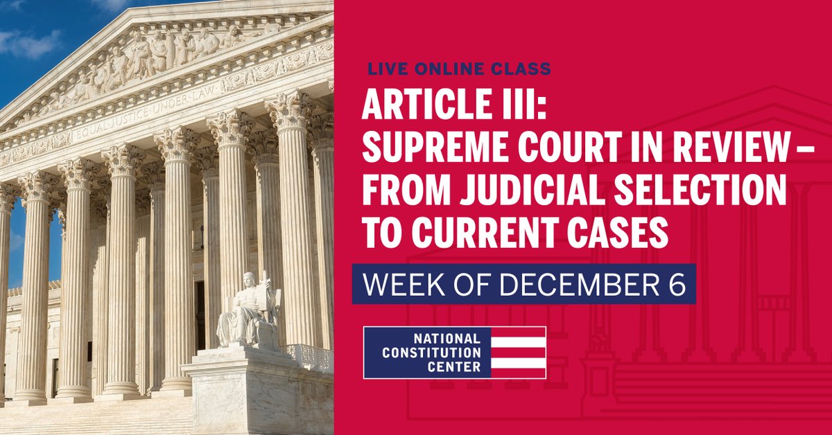 ConstitutionCtr's tweet photo. This week’s classes are all about #SCOTUS. Join #NCCed scholars to examine how a case gets to the Supreme Court and how a person can become a Supreme Court justice. #sschat 

Register your students now! 
https://t.co/GYPOVS8v9l https://t.co/2j72rNqJLm