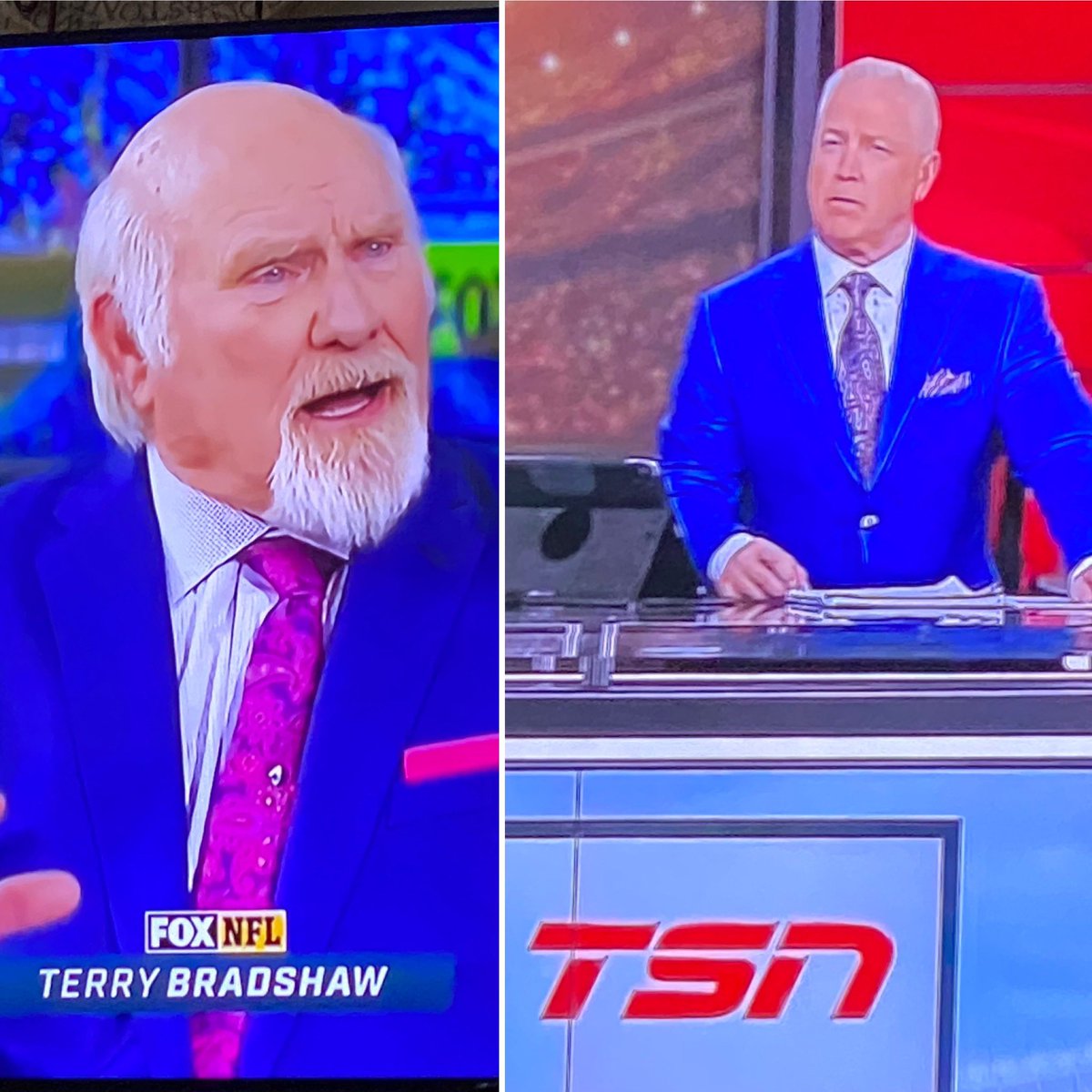 TMoPix's tweet photo. Watched 2 of my former fav @LATechFB QBs on Sunday pregame studio shows. #TerryBradshaw &amp; @MattDuniganTSN. AND wearing #EverLoyalBlue #QBU https://t.co/HXmGIv8cB7