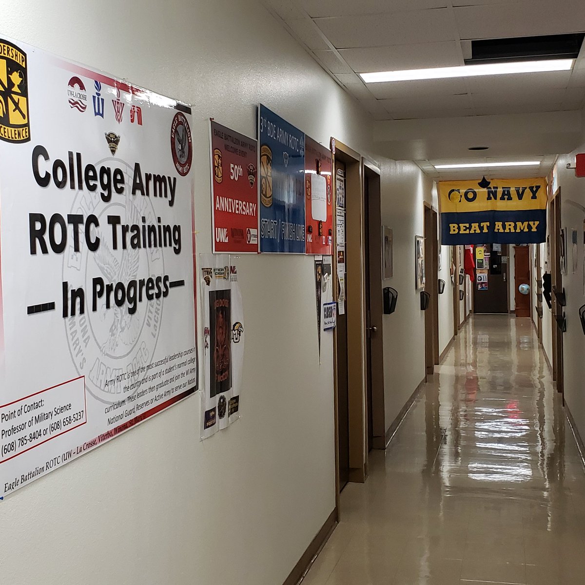 The Military Science department (Army ROTC) moved into the same hallway as the history department, so we went in to do a little decorating in preparation for next weekend's big game. #GoNavy #BeatArmy @UWLHistory @NavalAcademy