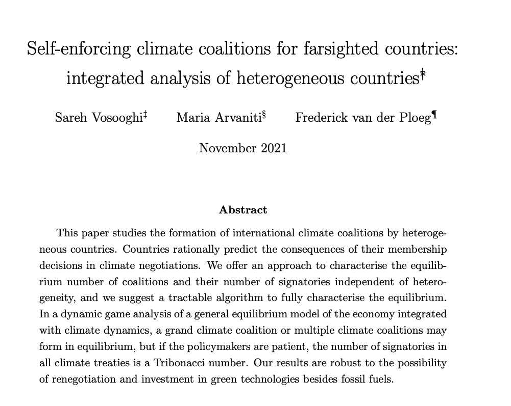 #EconJobMarket  #EconTwitter  #climategovernance   #environmentaleconomics  

Have you ever heard of the family of Fibonacci sequences? Did you know they can appear in climate coalitions too? Check my JMP: